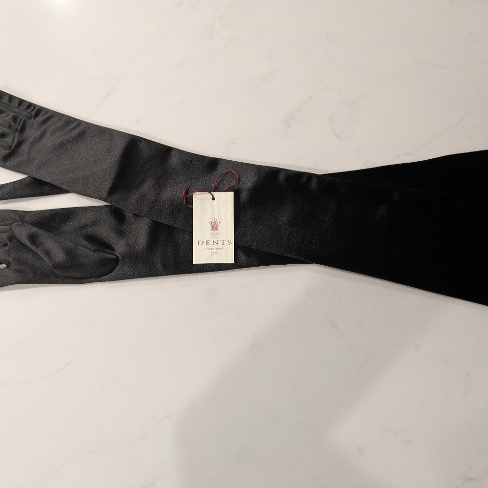 Dents Elegant Black Silk Opera Gloves - Picture 3 of 5